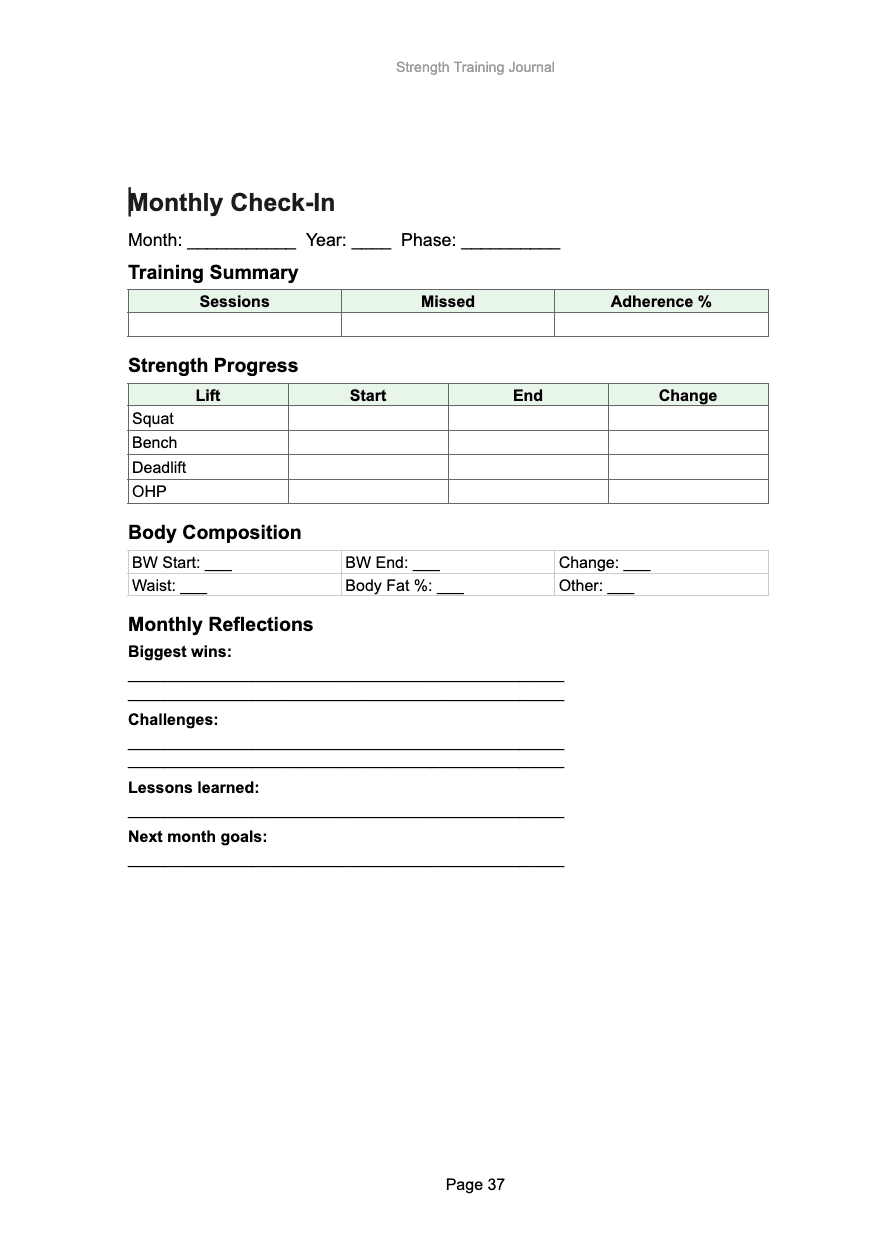 Monthly Review Sample