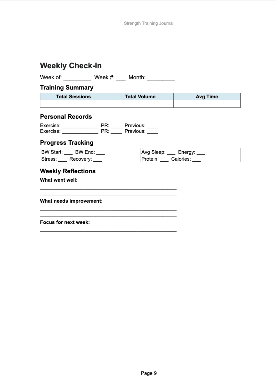 Weekly Check-In Sample